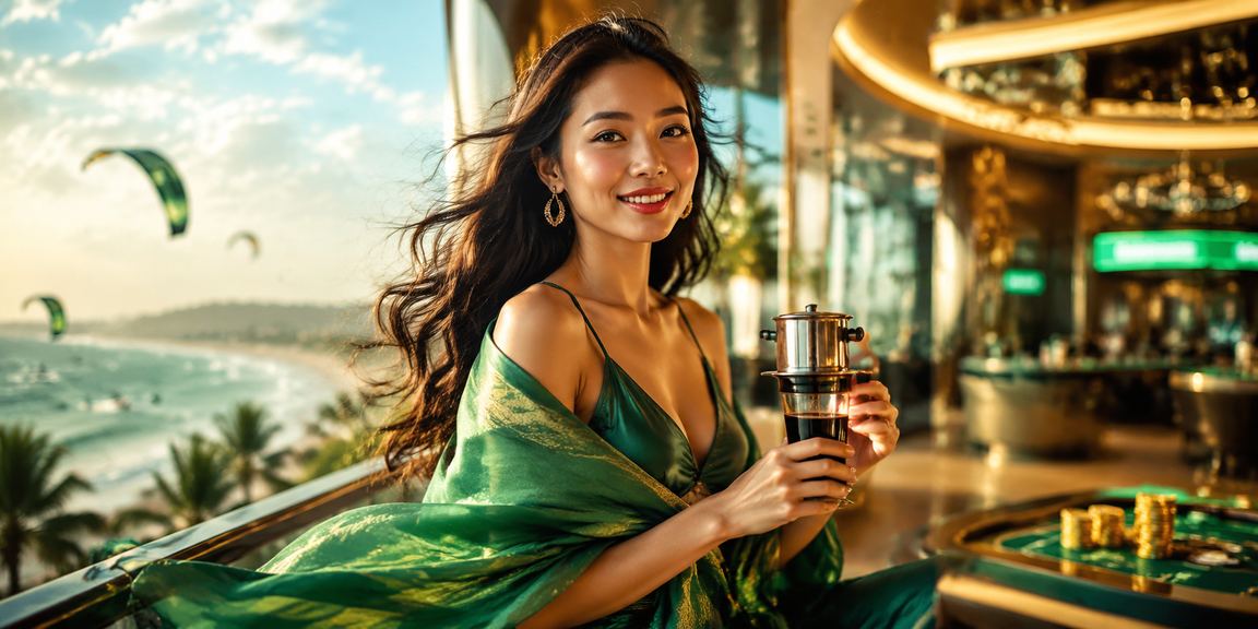 Người chơi thư giãn với cà phê và cá cược trực tuyến tại Mũi Né